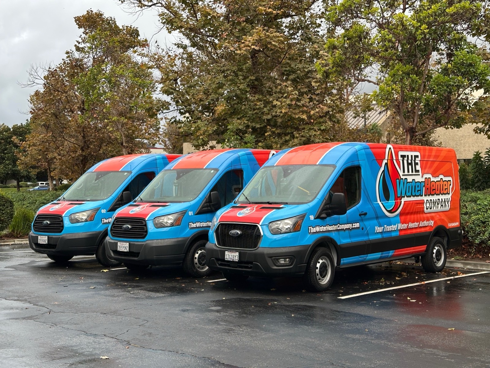 The Water Heater Company branded fleet vans