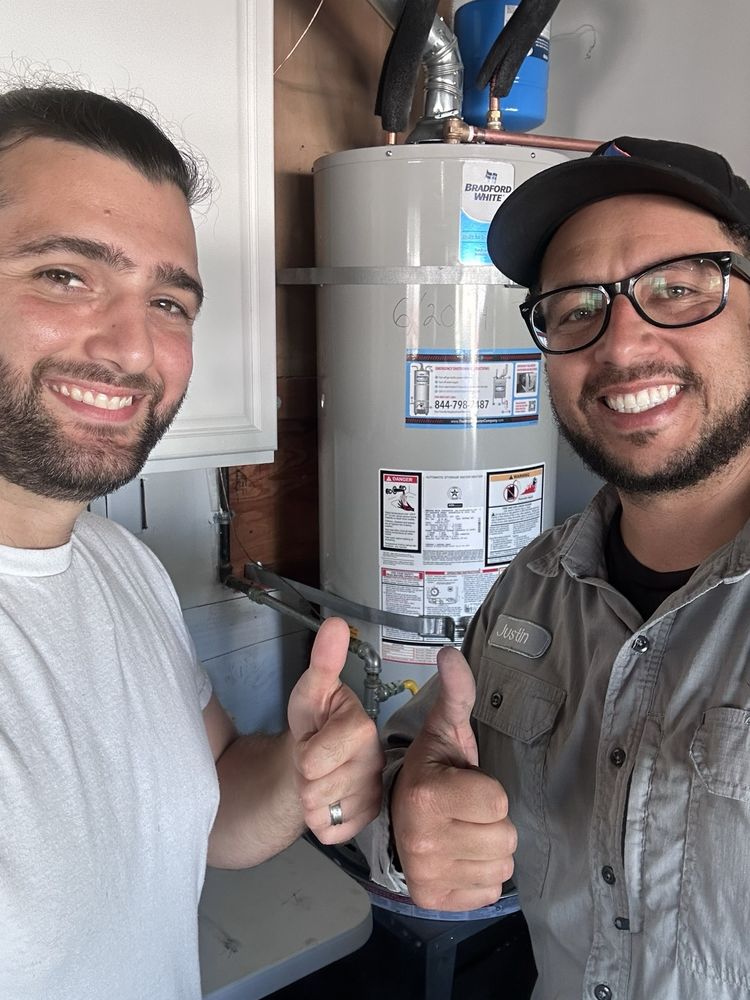 Petros K. after a water heater install by Justin L.