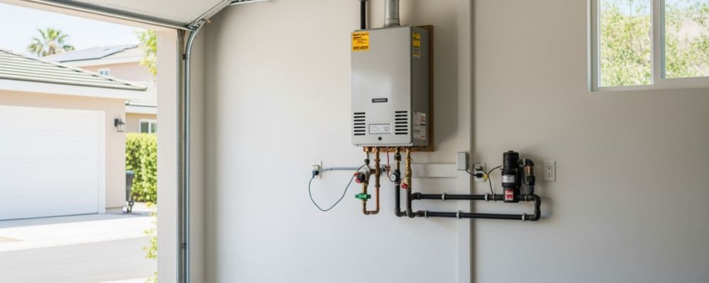 gas or electric water heater in a Southern California garage